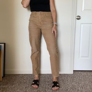America Eagle Tan Corduroy Mom Straight Jeans NWT
